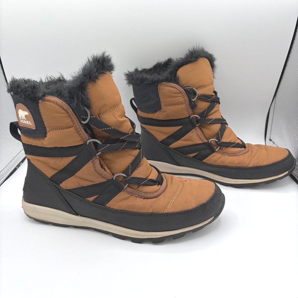 Sorel Whitney Short Lace Size 8 Gorpcore Elk Black Waterproof Winter Snow Boots